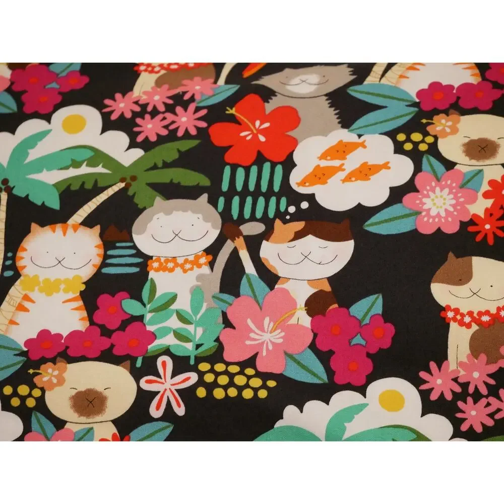 Handmade Hawaiian Cats Standard Set of Pillowcases, Alexander Henry Cotton